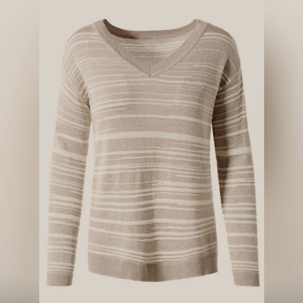 CHICO'S v-neck PULLOVER stripe TOP sweater LONG SLEEVE lightweight